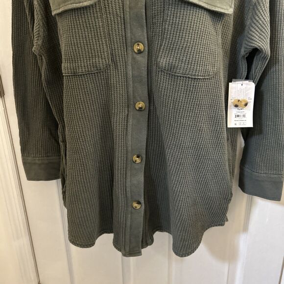 Terra & Sky Women's Plus Size Button Down Waffle Knit Shacket Size 0X 14W NWT - Picture 4 of 16